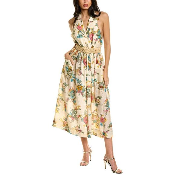 chinese dress ladies Zimmermann Illuminate Halter Dress Black/Cream